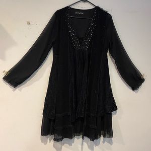 Black long sleeve lacey mini dress